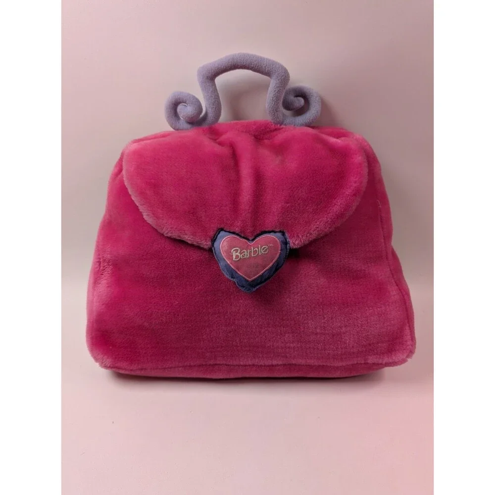 Mattel Barbie Vintage Plush Pillow Pink Purse W/ Pajama Pocket Storage Girls